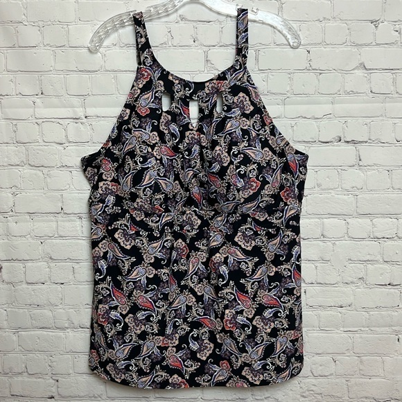 Septangle High Neck Key Hole Tankini Top in Paisley Print - Picture 1 of 12